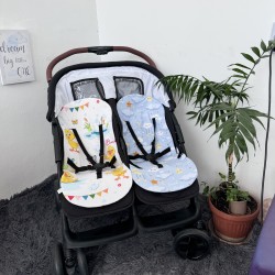 ЛЯТНА ТЪНКА ПОДЛОЖКА ЗА КОЛИЧКА ЗА БЛИЗНАЦИ ПАТЕ ЯКИ И СИНИ ОБЛАЦИ