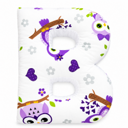 Възглавница буква В - Лилави бухали